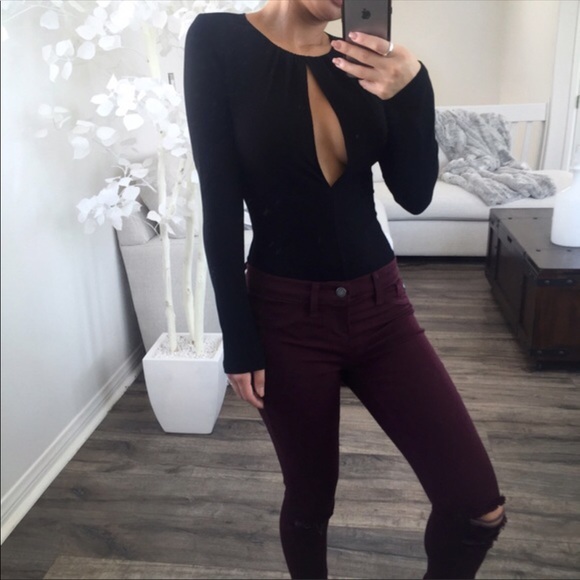 Burgundy Buff Knee Skinnies - Picture 4 of 5